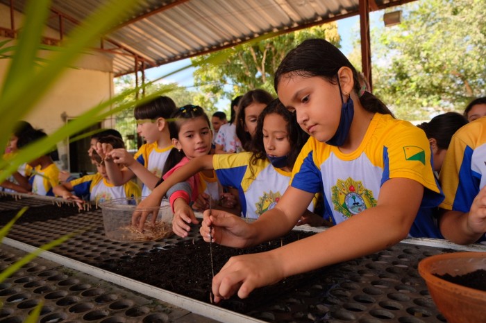 Estado promove ação de educação ambiental com alunos da rede pública no Viveiro da Floresta