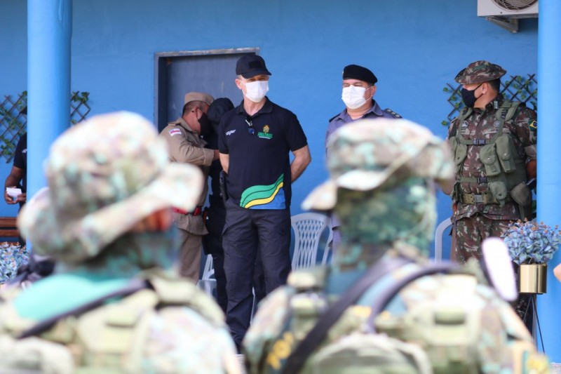Secretário de Segurança Pública recebe tropa da Força Nacional e alinha ações de combate às queimadas