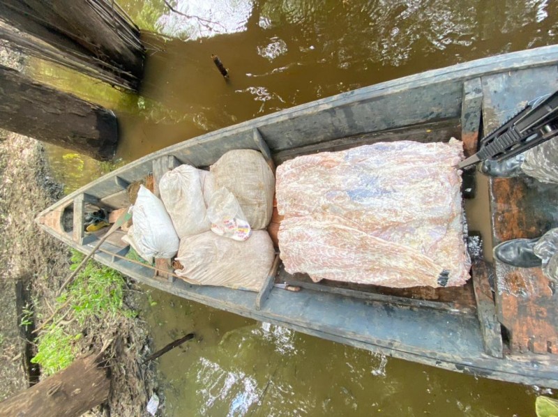Em Coari, pescado e carne de jacaré são apreendidos por policiais da Base Arpão