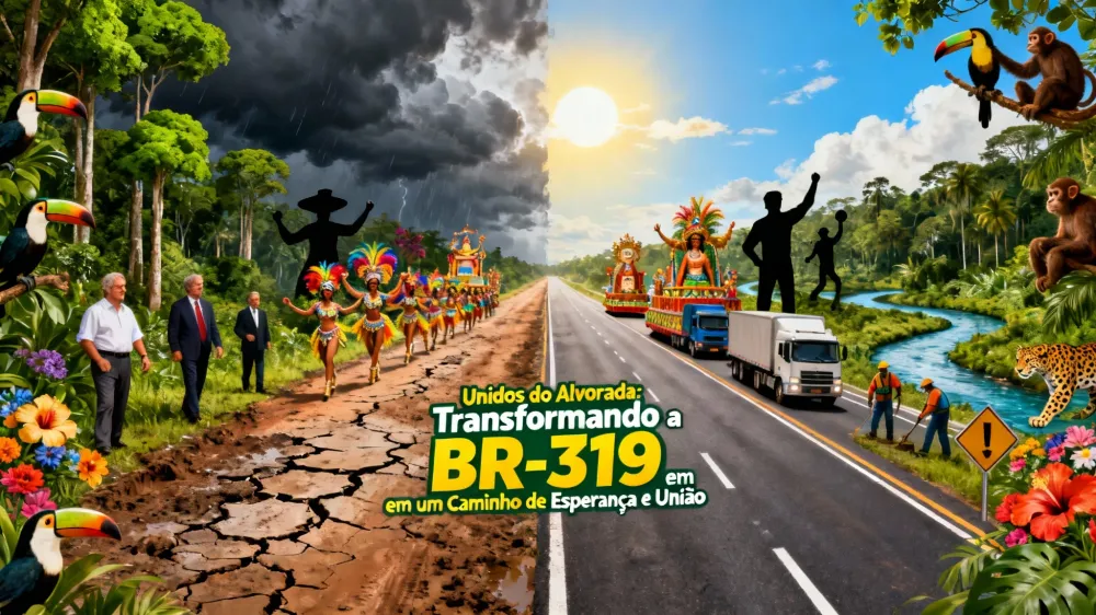 Unidos do Alvorada antecipa tema da BR-319 para o Carnaval 2026 em movimento que desperta curiosidade política