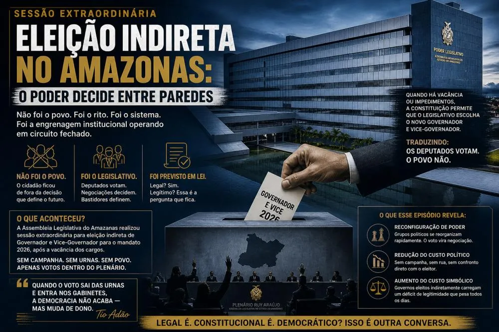Amazonas escolhe governo tampão por unanimidade: 24x0...